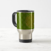 Flower Of Life 1 - Gold stamp | green pattern Reisebecher (Vorderseite Links)