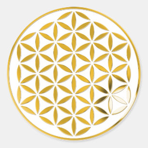 Flower Of Life 1 - Gold stamp Runder Aufkleber