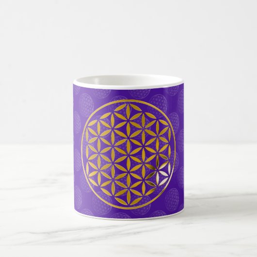 Flower Of Life 1 - Gold stamp | violet pattern Kaffeetasse (Mittel)