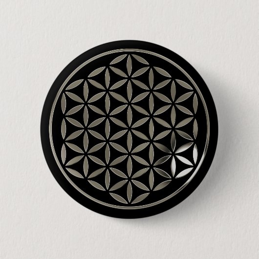 Flower Of Life 1 - Silver stamp | black Button (Vorderseite)