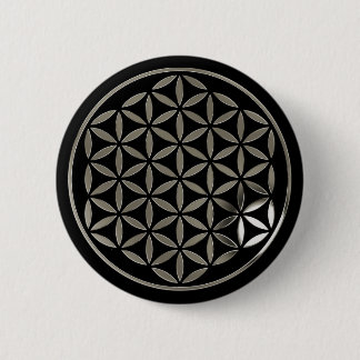 Flower Of Life 1 - Silver stamp | black Button