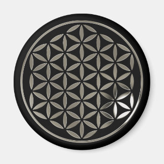 Flower Of Life 1 - Silver stamp | black Magnet
