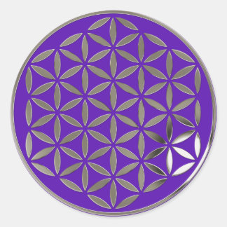 Flower Of Life 1 - Silver stamp | violet Runder Aufkleber