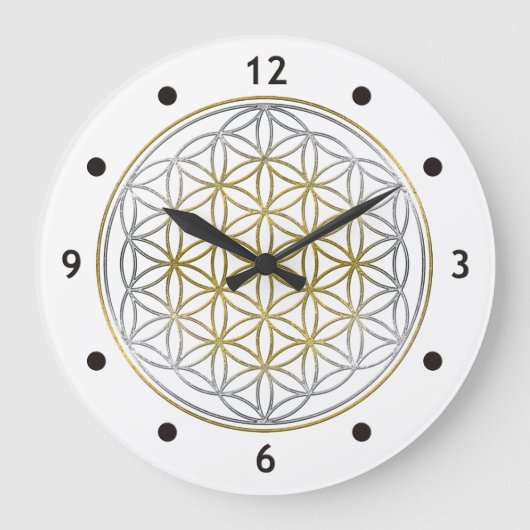 FLOWER OF LIFE / Blume des Lebens - BiColor Große Wanduhr (Vorderseite)