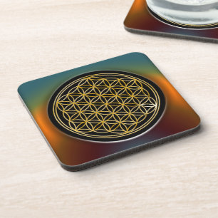 Flower Of Life / Blume des Lebens - gold Getränkeuntersetzer