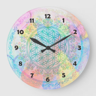 Flower of Life / Blume des Lebens - Love Hearts Große Wanduhr