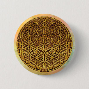 Flower Of Life / Blume des Lebens - medal gold Button