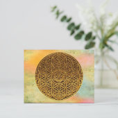 Flower Of Life / Blume des Lebens - medal gold Postkarte (Stehend Vorderseite)