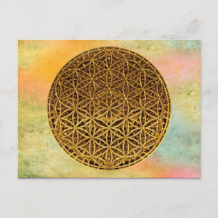 Flower Of Life / Blume des Lebens - medal gold Postkarte