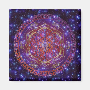 FLOWER OF LIFE/Blume des Lebens Ornament I Quadrat Magnet