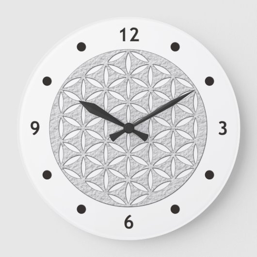 Flower Of Life / Blume des Lebens - punched white Große Wanduhr (Vorderseite)