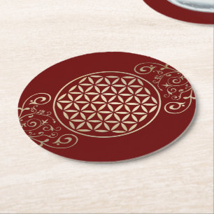 Flower of Life / Blume des Lebens - vintage X Runder Pappuntersetzer