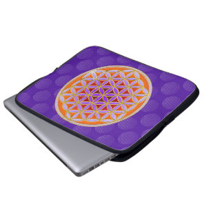 Flower Of Life - Button Stil orange violett Laptopschutzhülle