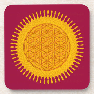 Flower Of Life - gelb sonnig Untersetzer