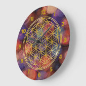 FLOWER OF LIFE - gold - clock face Große Wanduhr (Winkel)