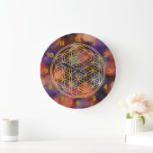 FLOWER OF LIFE - gold - clock face Große Wanduhr (Zuhause)