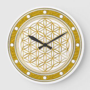 FLOWER OF LIFE - gold - clock face rings Große Wanduhr