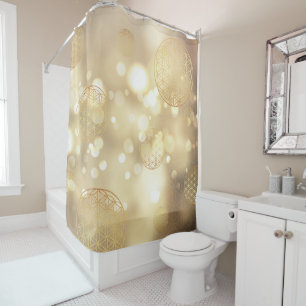 Flower of life gold sparkle duschvorhang
