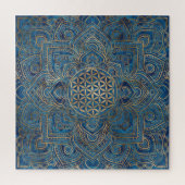 Flower of Life in Lotus - Blue Marble and Gold Puzzle (Vertikal)