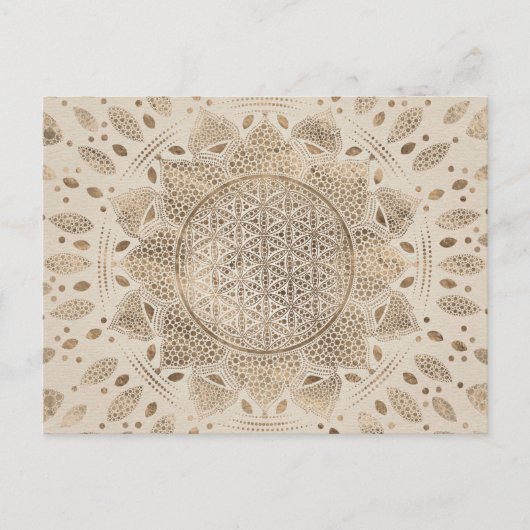 Flower of Life in Lotus Dot Art pastel golds Postkarte (Vorderseite)