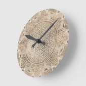 Flower of Life in Lotus Dot Art pastel golds Runde Wanduhr (Winkel)