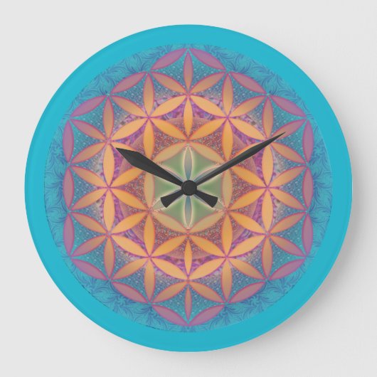 Flower of Life Mandala Wall Clock Große Wanduhr (Vorderseite)