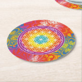 Flower of life mandala zen runder pappuntersetzer (Angewinkelt)