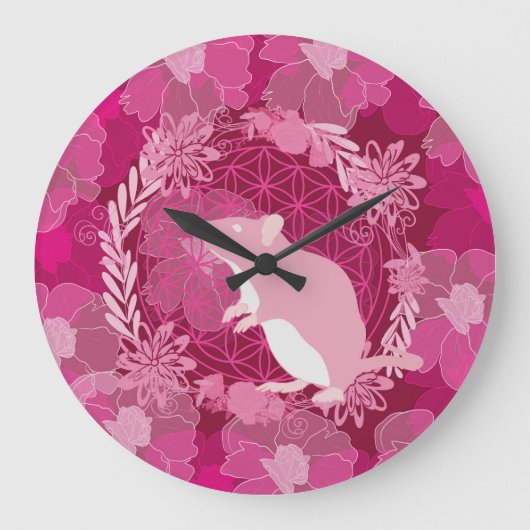 Flower of life mouse große wanduhr (Vorderseite)