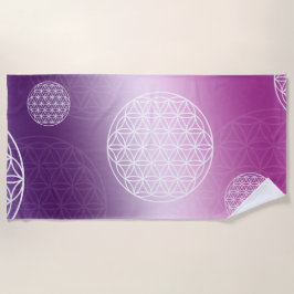 Flower of life purple strandtuch