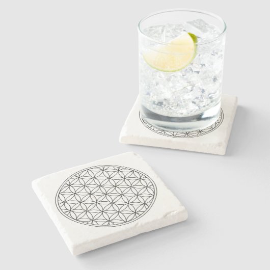 flower of life sacred geometry symbol ancient zen  steinuntersetzer (Seitenansicht)