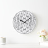 FLOWER OF LIFE - silver Große Wanduhr (Zuhause)