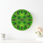 Flower of Life - stamp pattern - green Große Wanduhr (Zuhause)