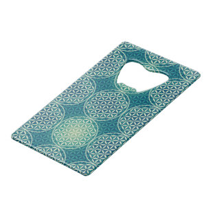 Flower of Life - Stempel-Muster - cyanblau Kreditkartenflaschenöffner
