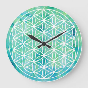 Flower of Life Turquoise 1702815 Wall Clock Große Wanduhr