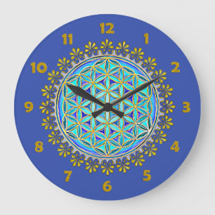 Flower Of Life - Vintage Blossom Ornaments 1 Große Wanduhr