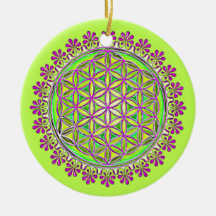 Flower Of Life - Vintage-Blüten-Ornamente 2 Keramik Ornament