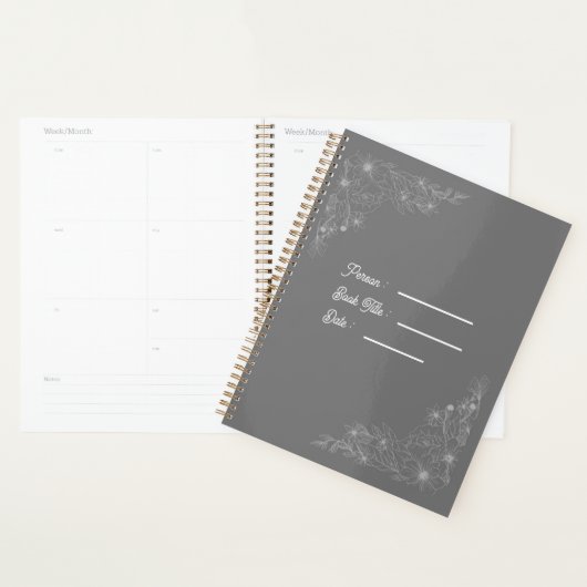 Flower Outline Book Dark Grey Cover Planer (Anzeige)