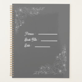 Flower Outline Book Dark Grey Cover Planer