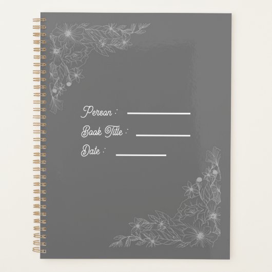 Flower Outline Book Dark Grey Cover Planer (Vorderseite)