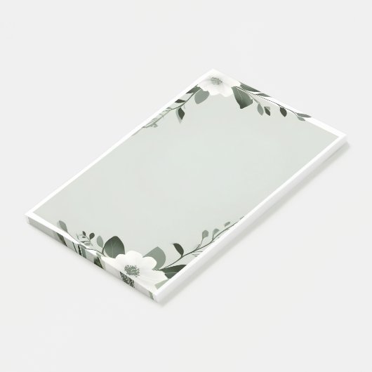 Flower Overlay Border in Sage Green Post-it Klebezettel (angewinkelt)