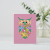 Flower Owl Postkarte (Stehend Vorderseite)