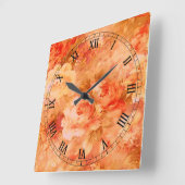 Flower Painting Square Roman Numerals Clock Quadratische Wanduhr (Winkel)