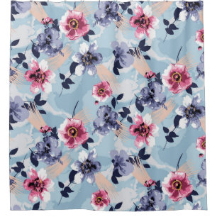 flower pattern design textile illustrationart,back duschvorhang