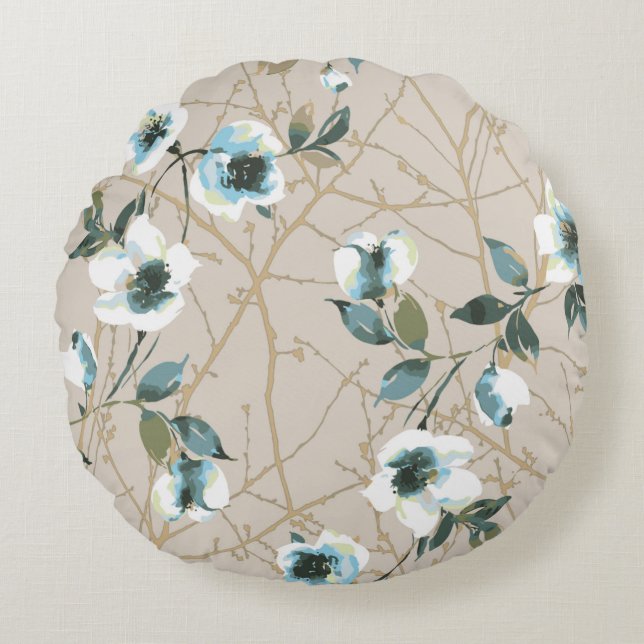 flower pattern design textile illustrationart,patt rundes kissen (Vorderseite)