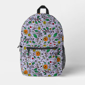 Flower Pattern orange Swirl Berry on Lilac - Bedruckter Rucksack (Vorderseite)