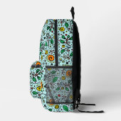 Flower Pattern orange Swirl Berry on Turquoise -  Bedruckter Rucksack (Rechts)