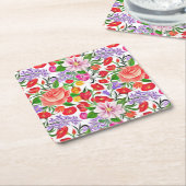 flower pattern rechteckiger pappuntersetzer (angewinkelt)