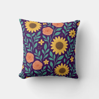 Flower pattern with dark purple background kissen