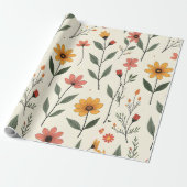 Flower Pattern Wrapping Paper | Elegant Floral Gif Geschenkpapier (Ungerollt)