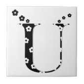 flower Patterned Letter U Tile Fliese (Vorderseite)